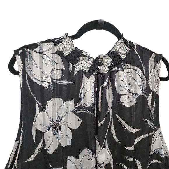 Torrid Midi Dress 4X Black White Floral Sleeveless High Neck A-line - Picture 3 of 9